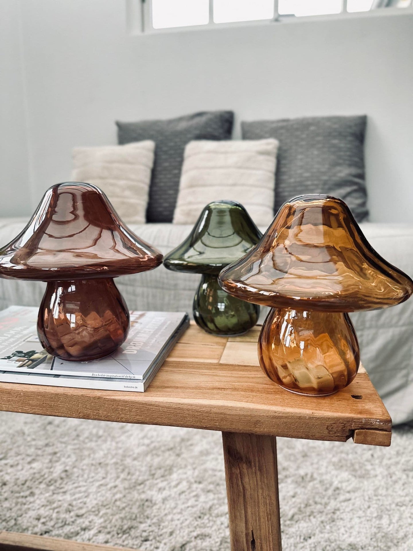 MUSHROOM Lampe med LED 18cm – Lys brun - VIAMAJA.DK