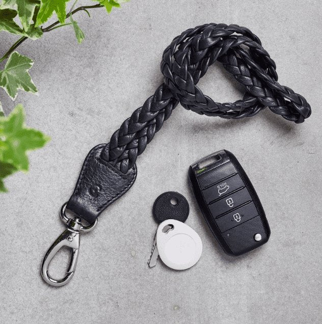 Nøglesnor - MIKO Sort læder flet - VIAMAJA.DK