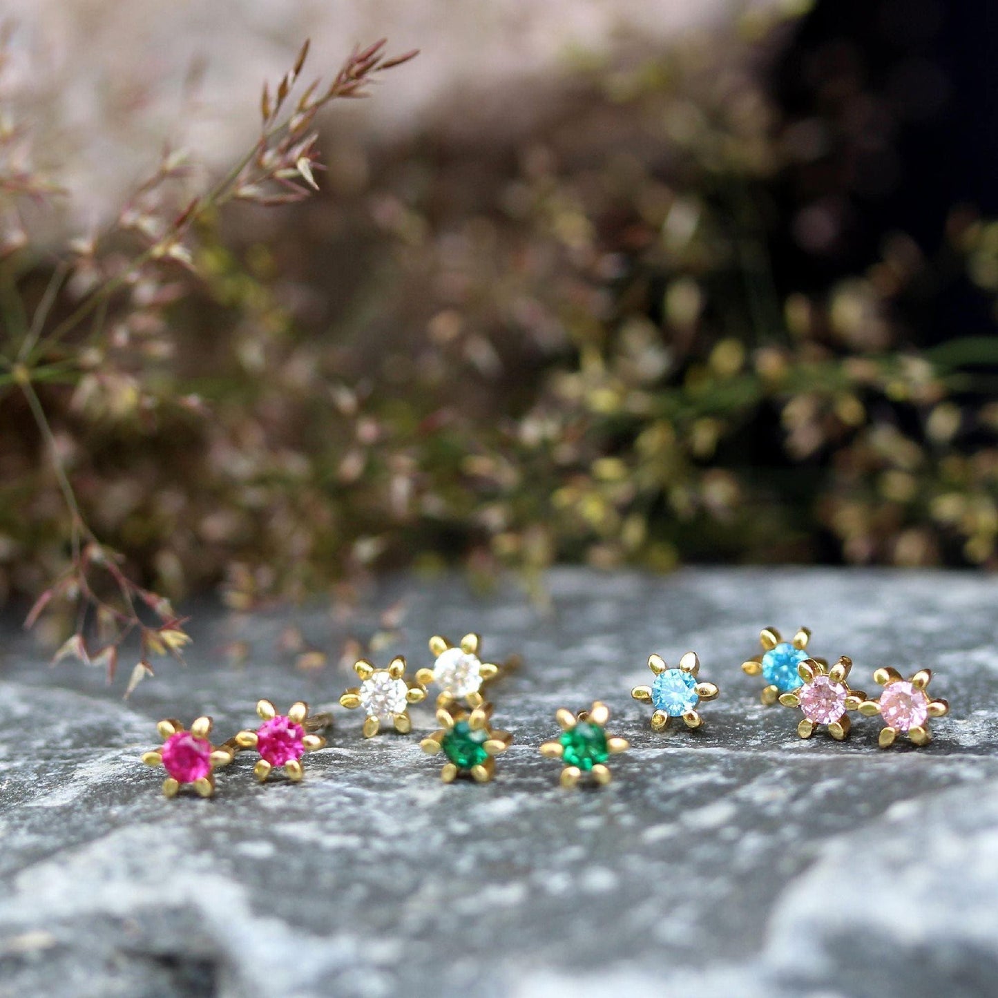 Ørestikker GIA - Klar sten 18K forgyldt - VIAMAJA.DK