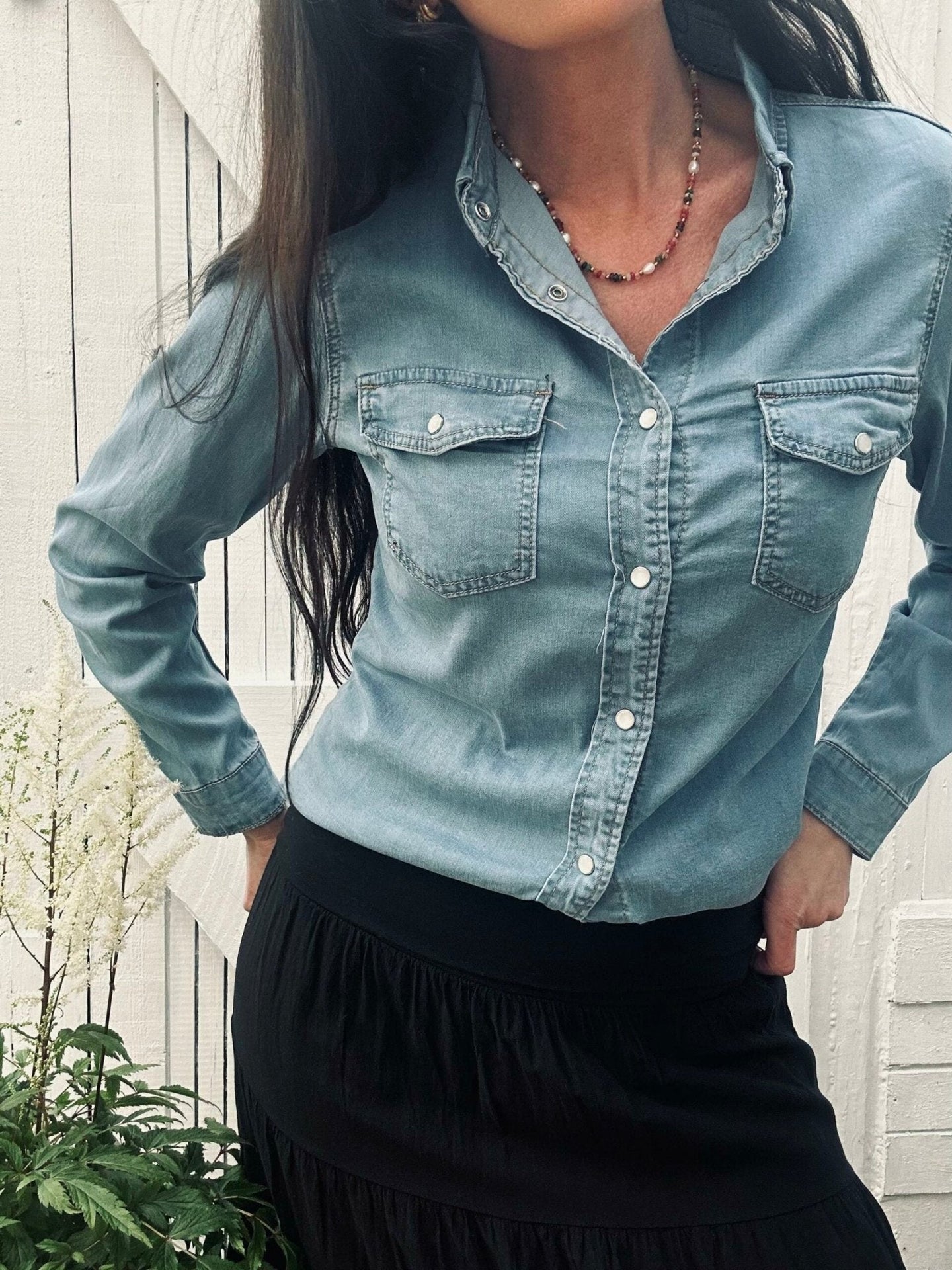 Skjorte Denim med stretch - VIAMAJA.DK