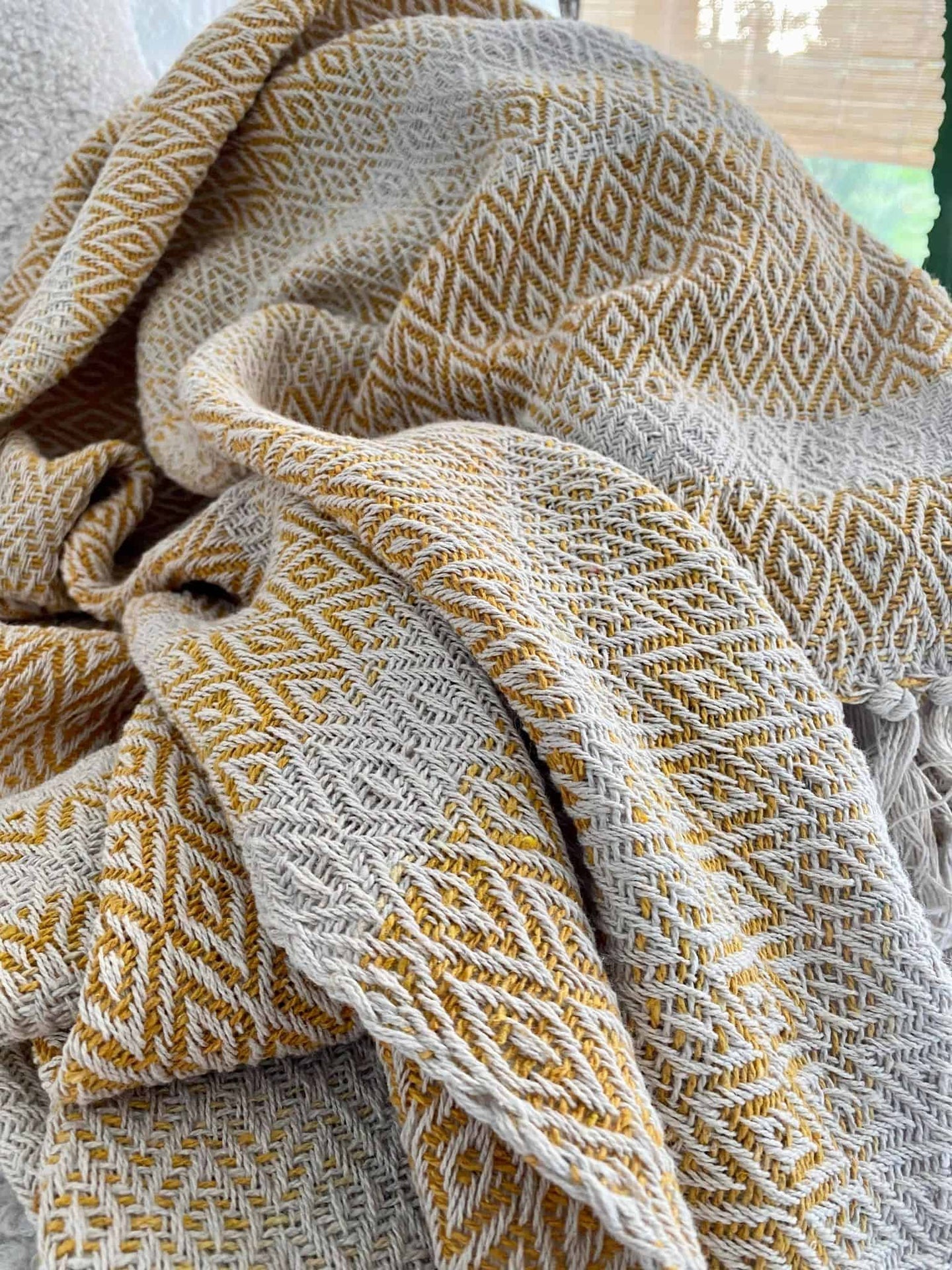 Tæppe genanvendt bomuld – Orange / Natur - VIAMAJA.DK