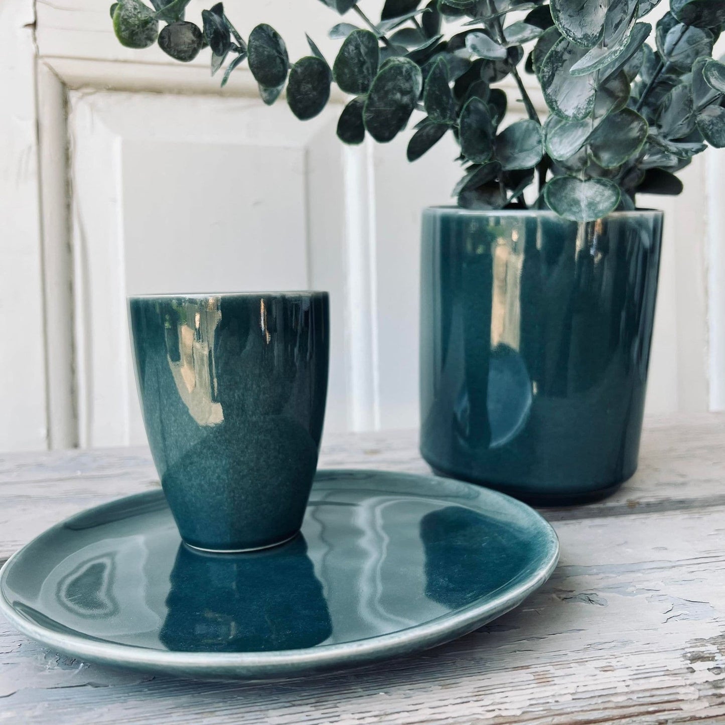 Tallerken stentøj - 21cm Havgrøn - VIAMAJA.DK