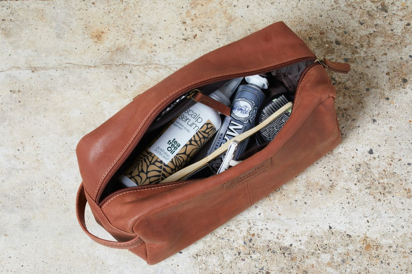 Toilettaske Cognac Leather - VIAMAJA.DK