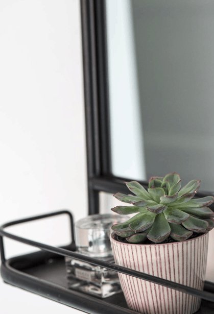 Vægspejl metal m/hylde - Factory sort - VIAMAJA.DK