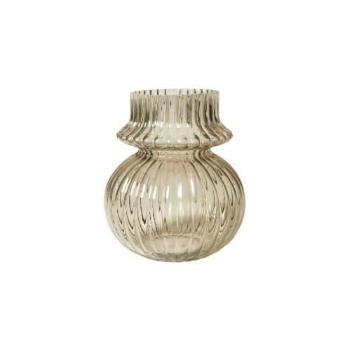 Vase med riller - Røgfarvet glas - VIAMAJA.DK