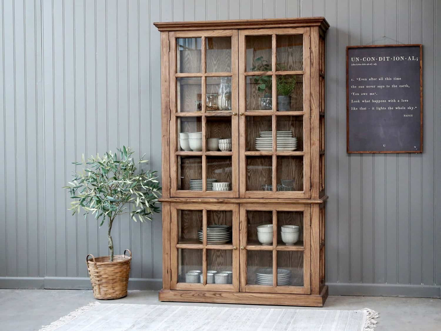 Vitrineskab m. 4 låger/hylder - Natur - VIAMAJA.DK