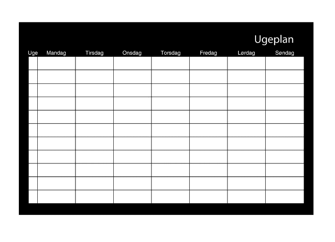 Whiteboard Ugeplan - 60x40cm - Tilbehør medfølger - VIAMAJA.DK