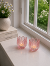 Ljusstake rosa tulpan - Set med 2 st