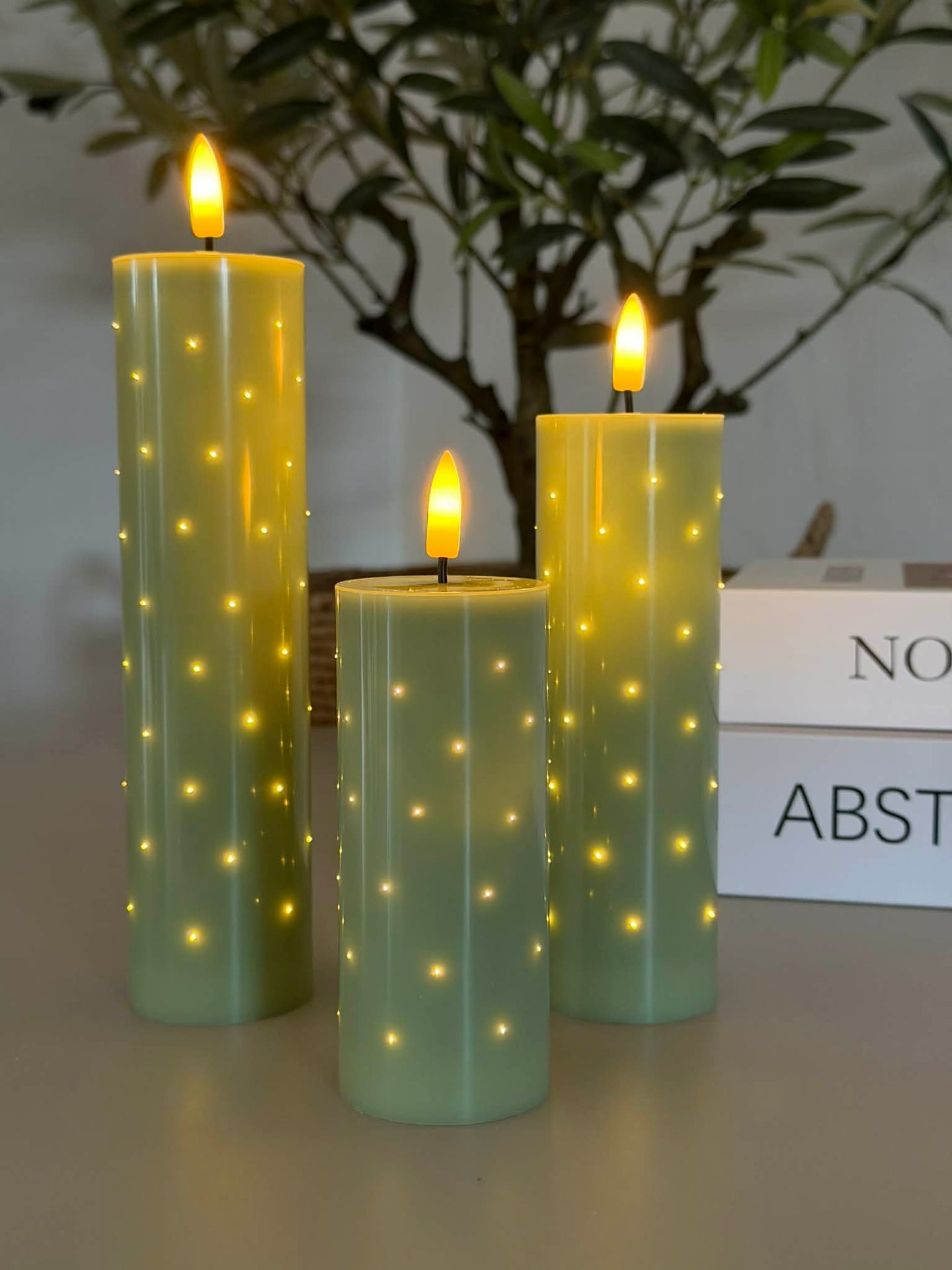 LED-blockljus TWINKLE Grön - Set om 3 st