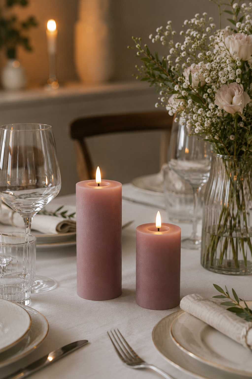 Blockljus Rosa - Flera storlekar