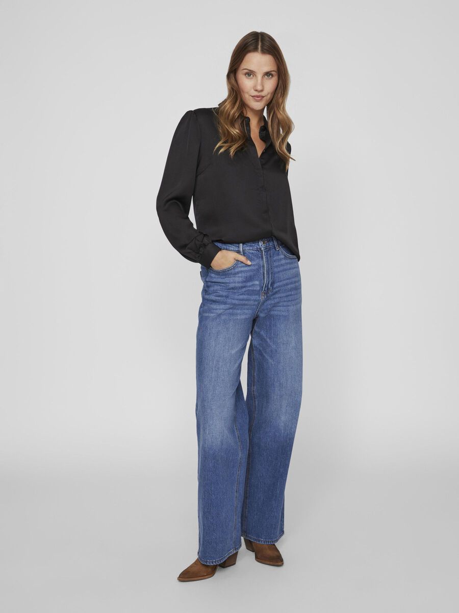 Satinskjorta Luna Svart