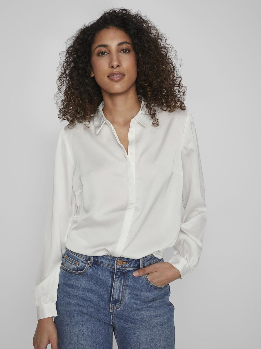 Satinskjorta Luna White