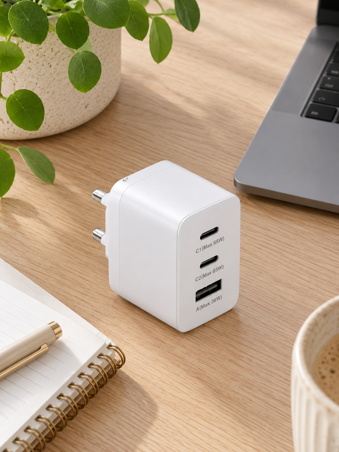 Snabb USB-C-laddare med 3 portar