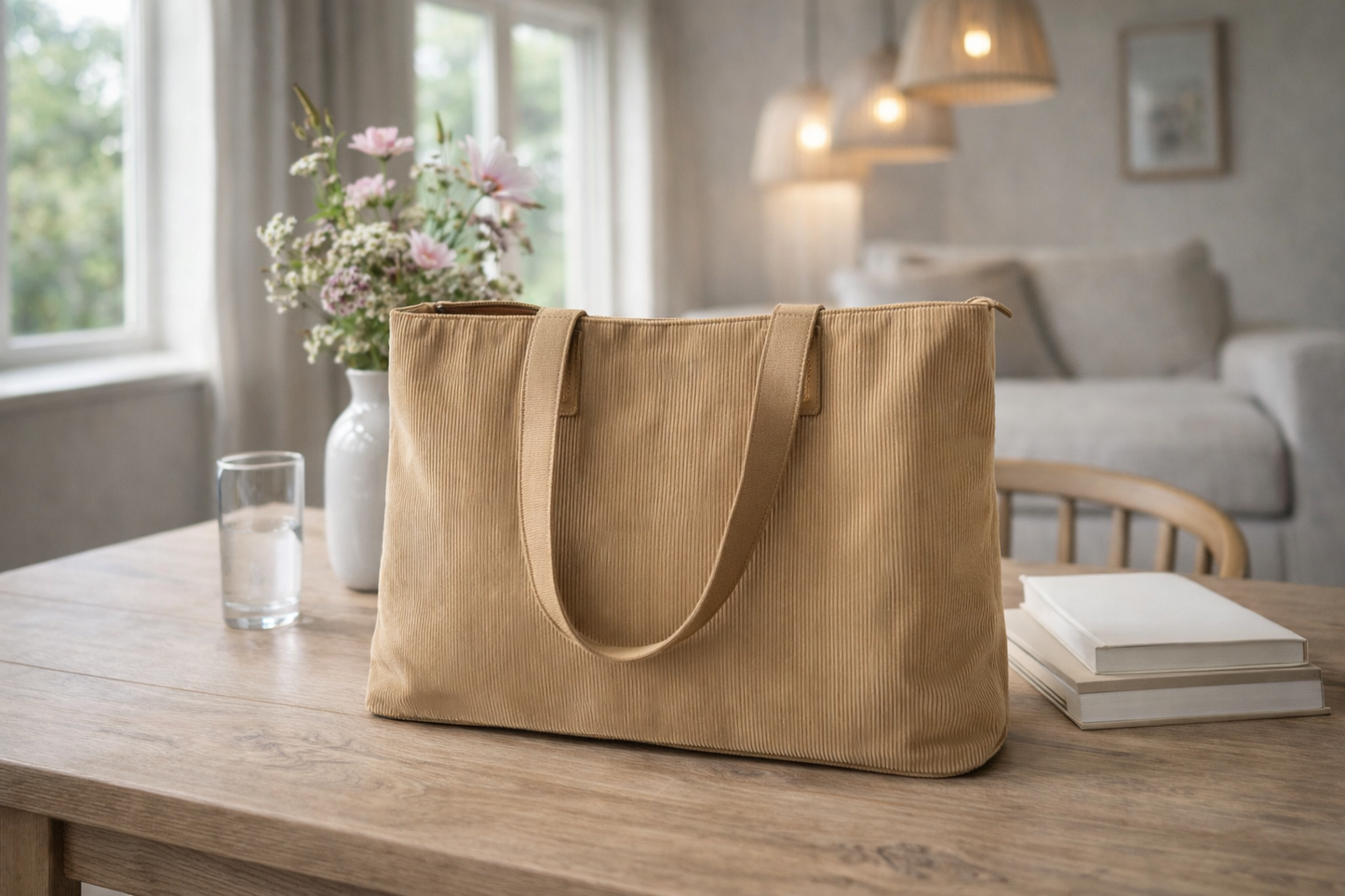 Shopper Sammet - Tan