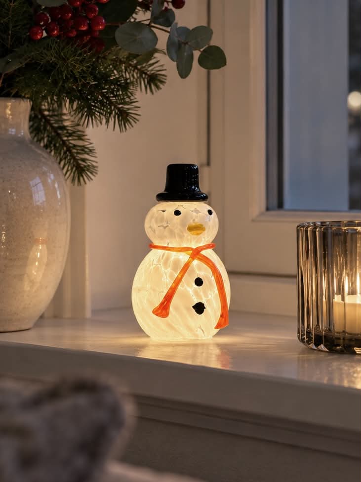 Snögubbe med LED-ljus