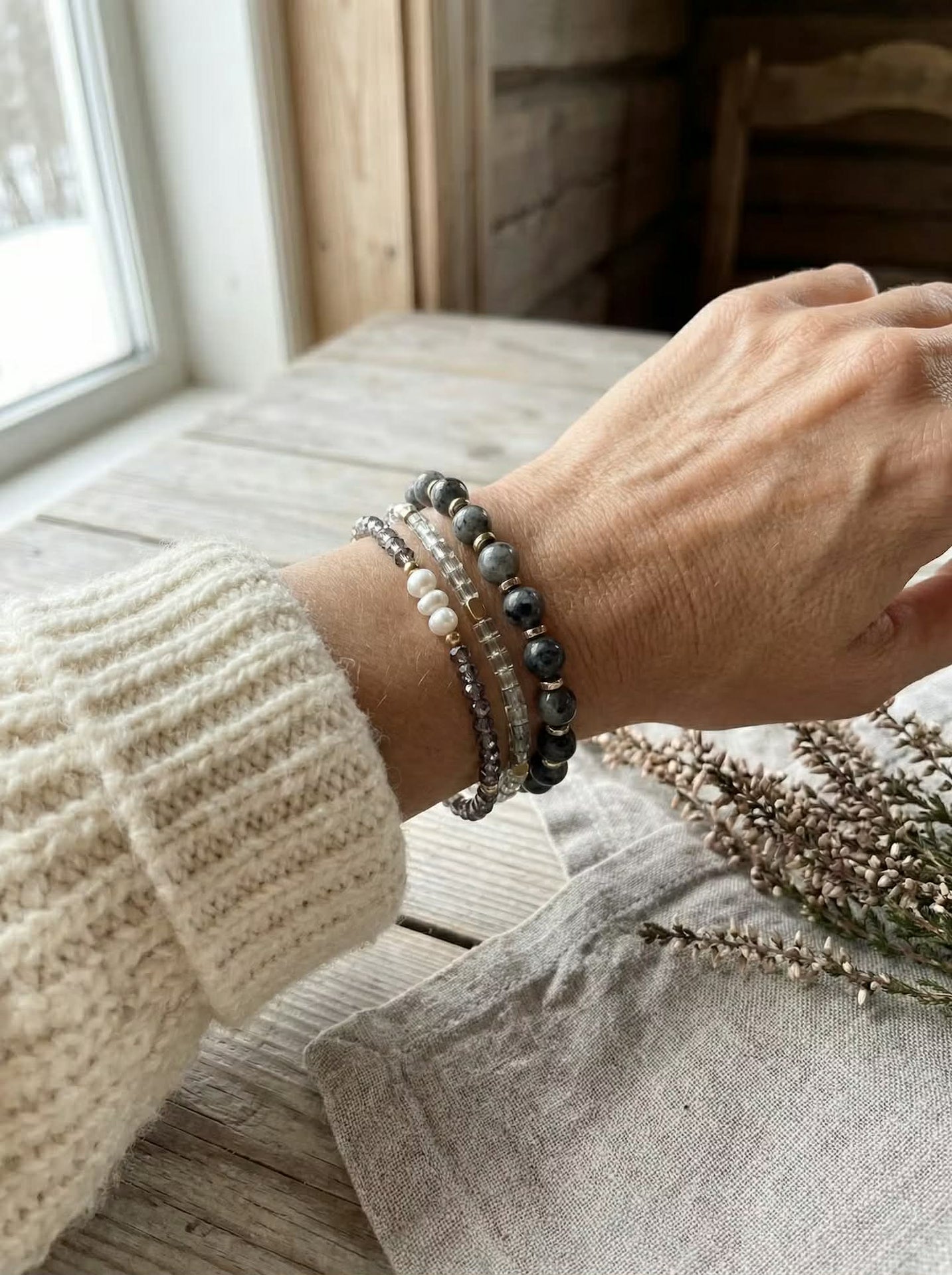 Armband GISELE grå – Set med 3 st