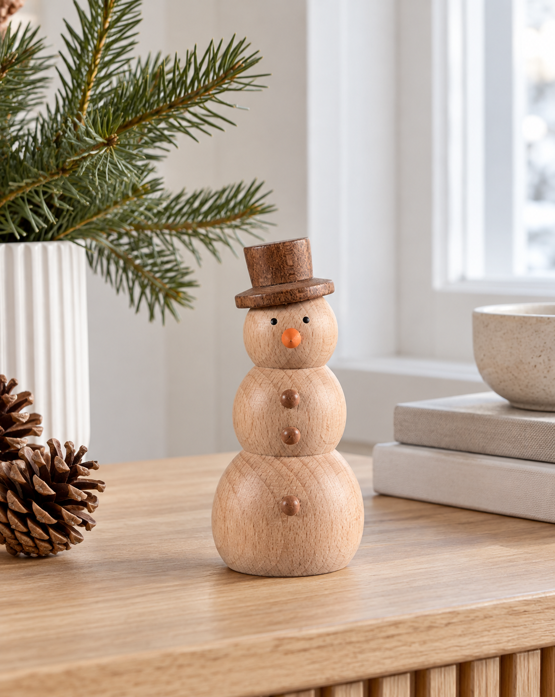 Snögubbe - wood – dekorativ figur