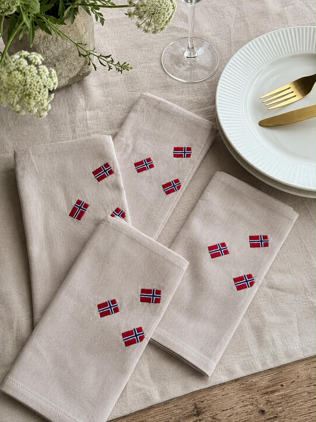 Munservetter med norska flaggor – 4 st