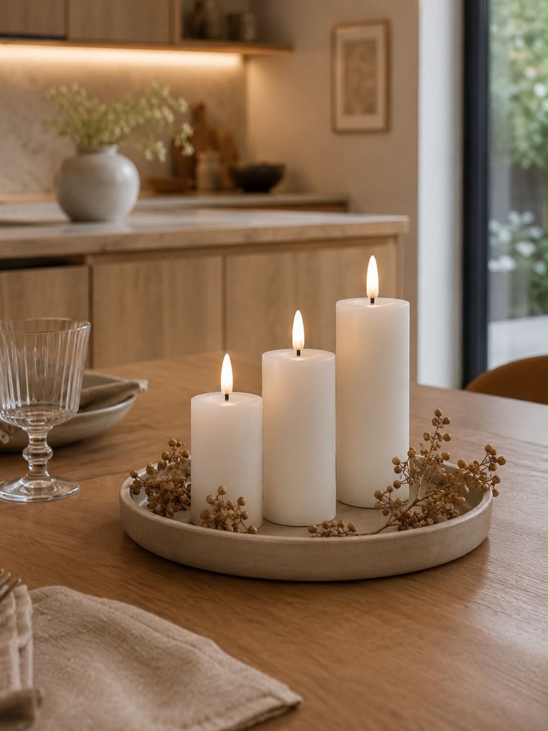 LED Blockljus / Vit – 3 st med fjärrkontroll