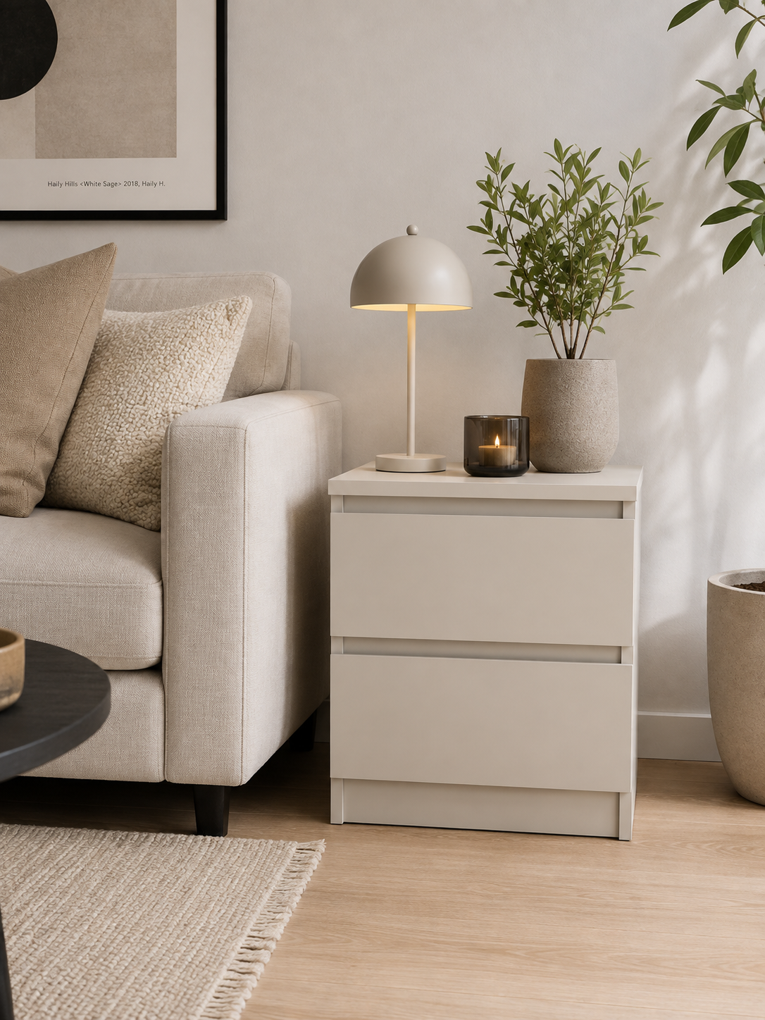 Sängbord - Cashmere med 2 lådor