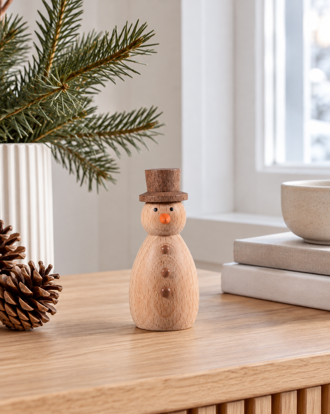 Snögubbe - wood – dekorativ figur