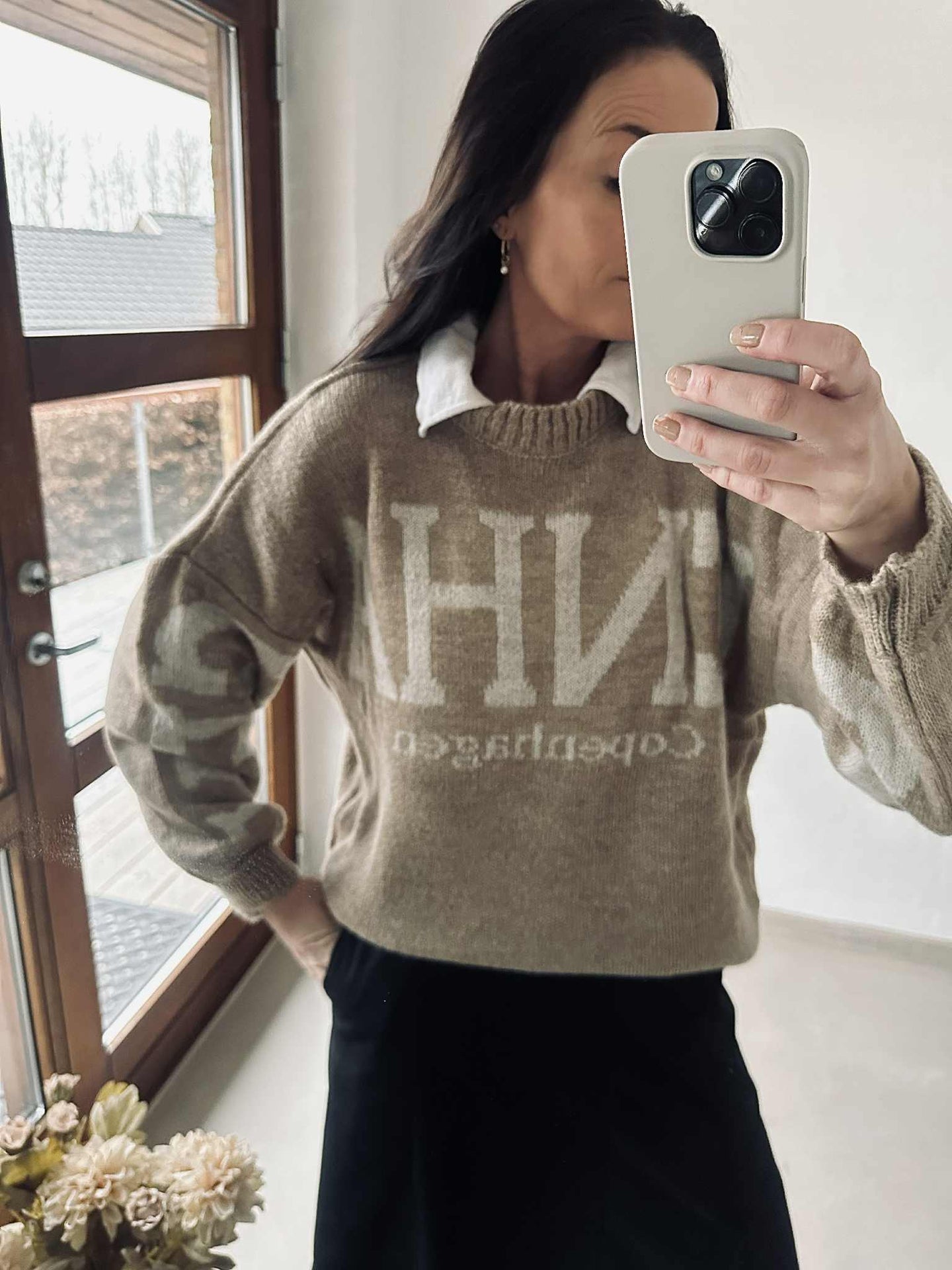 Stickad Aria Copenhagen - Fango / beige