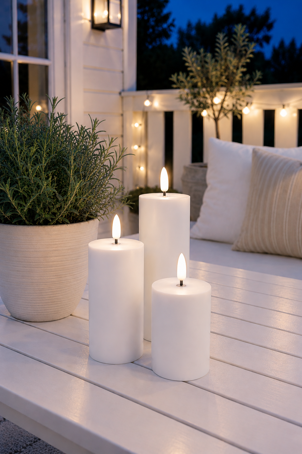 LED Utomhus Blockljus Set - 3 st - Vit