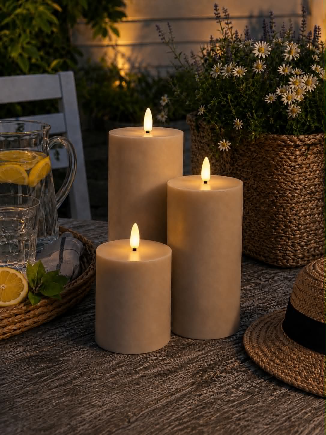 LED Utomhus Blockljus set om 3 st – Sand