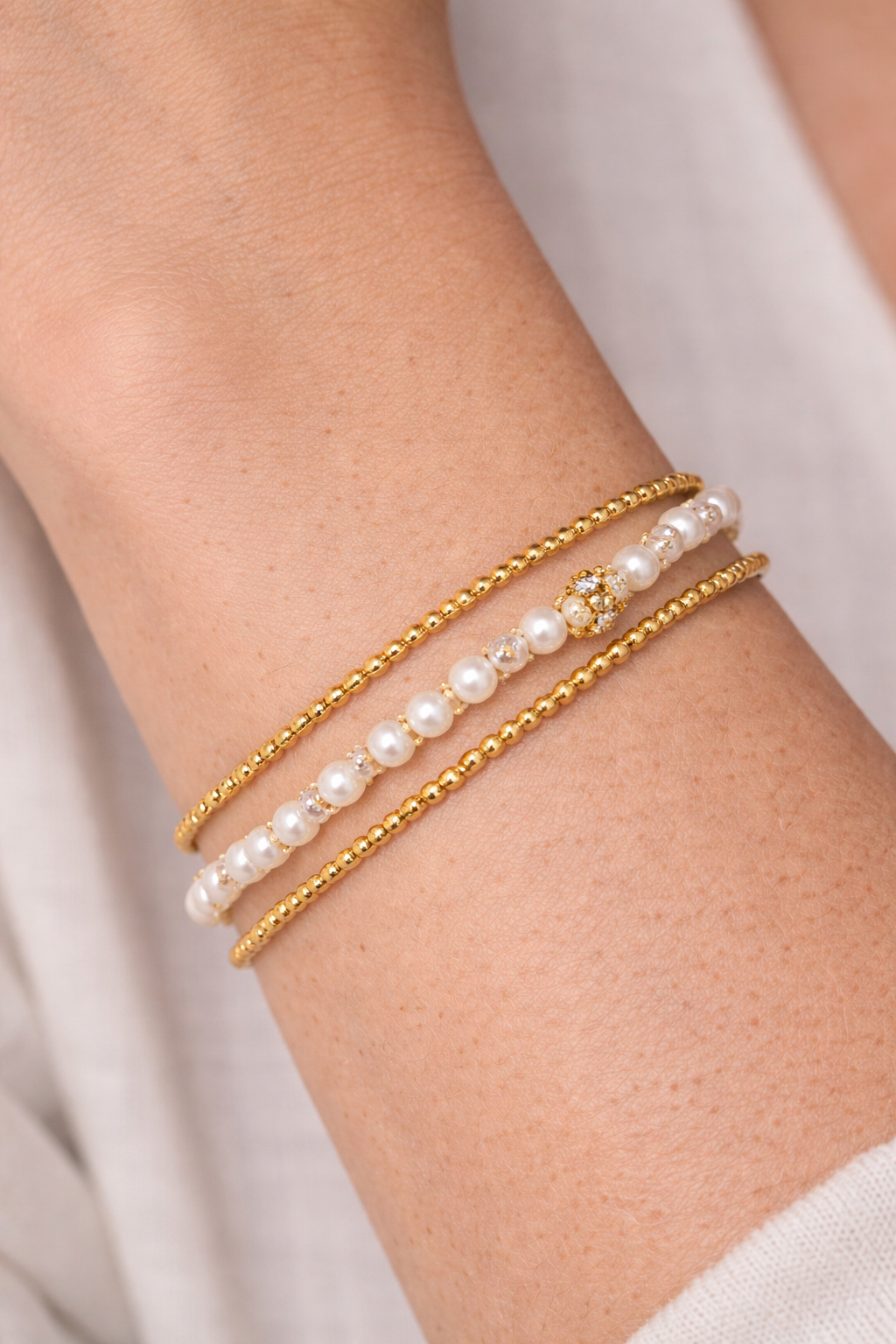 Armband Vega Set/3 - Äkta sötvattenspärlor