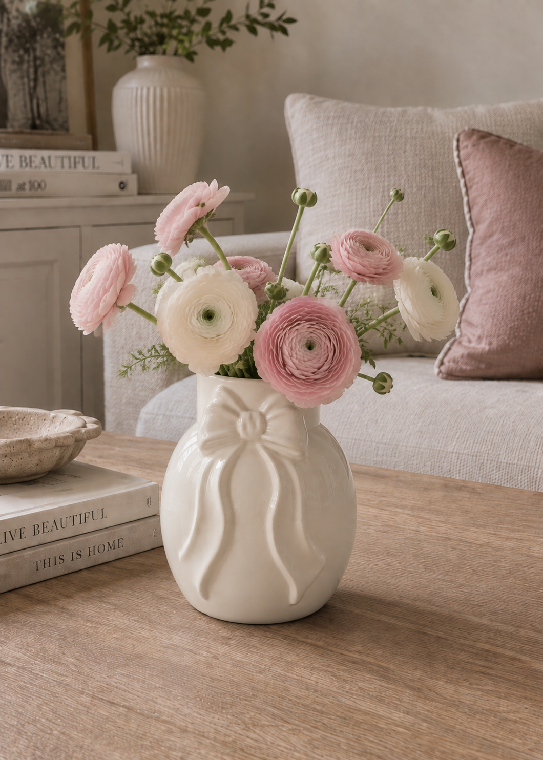 Vas med rosett - White