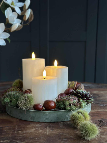 LED Blockljus med räfflor - Set med 3 st inkl fjärrkontroll