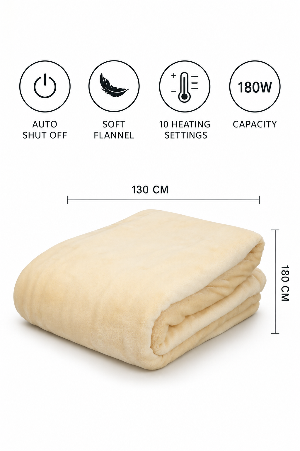 Elektrisk värmefilt - 130x180 – beige