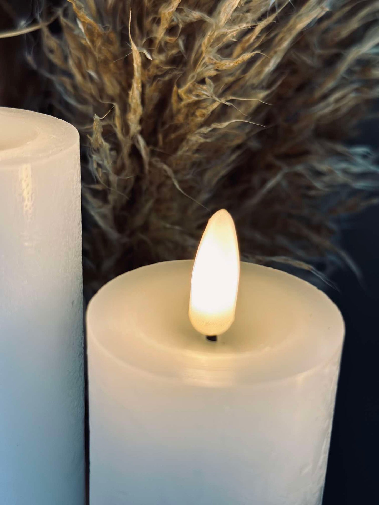 LED Blockljus / Vit – 3 st Rustikt ljus dia 5 cm