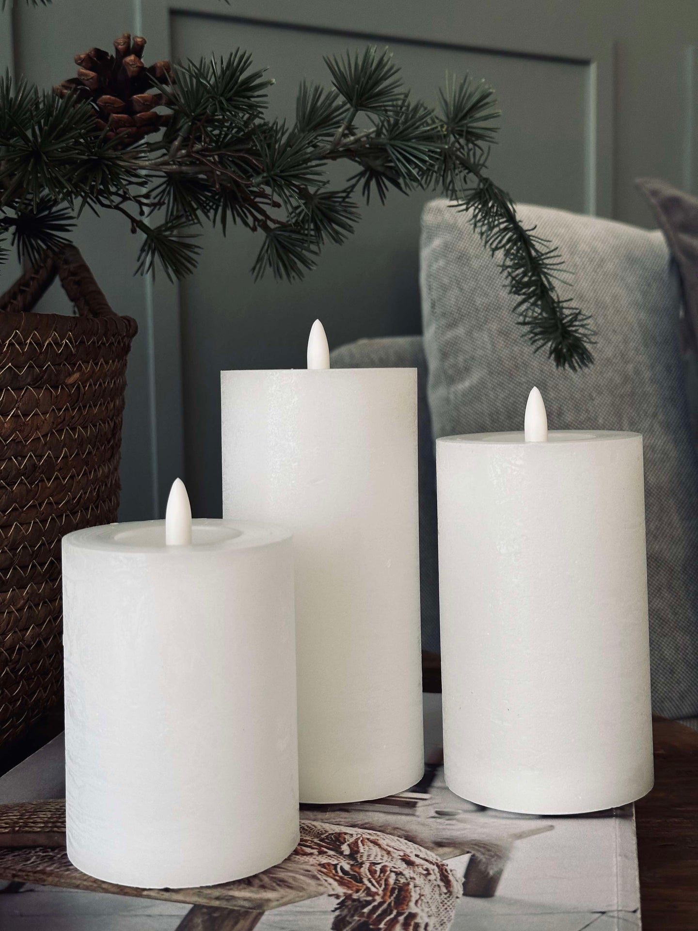 LED Blockljus / Vit - 3 st Rustika ljus