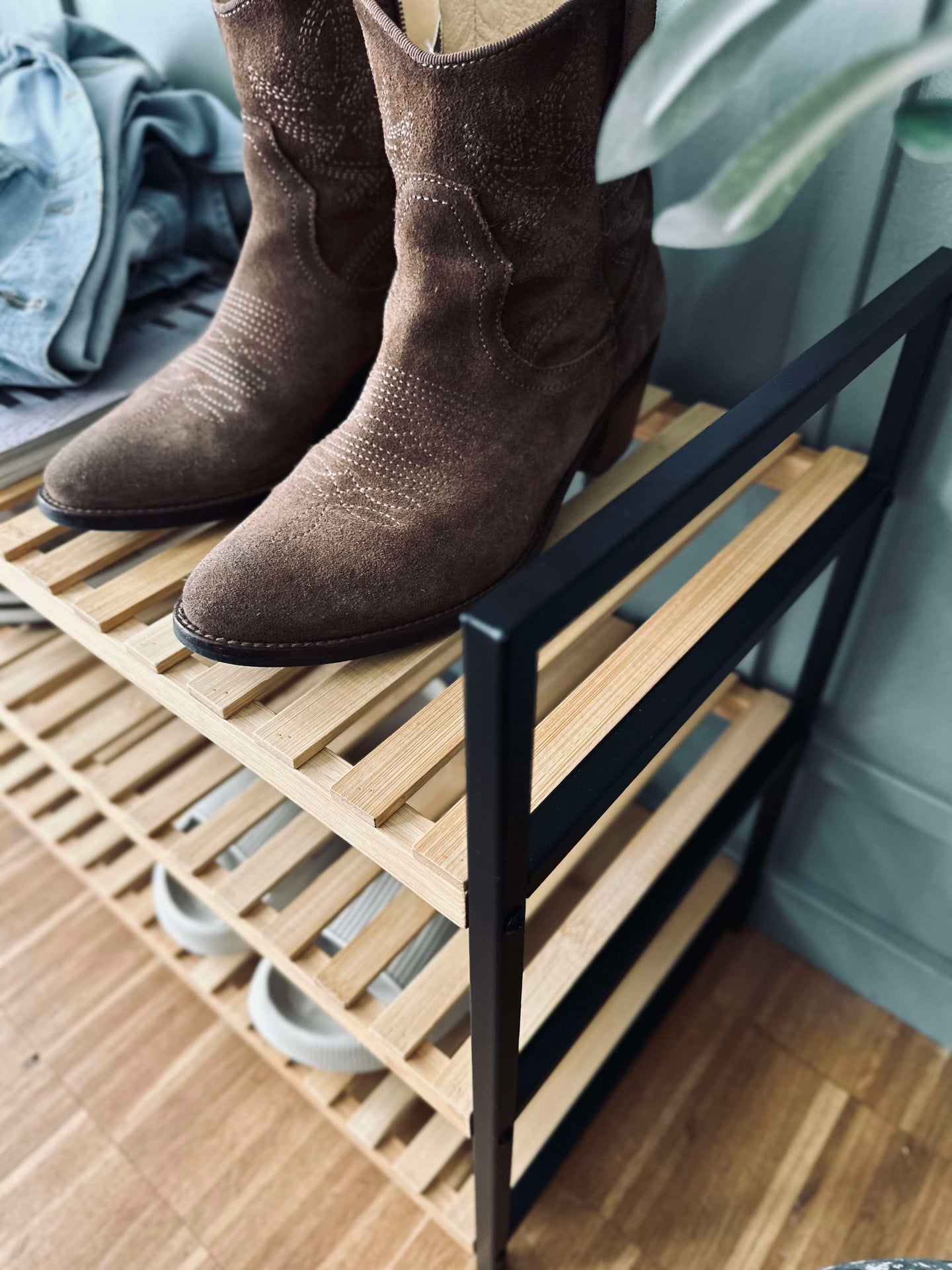 Skoställ i bambu - 3 hyllor