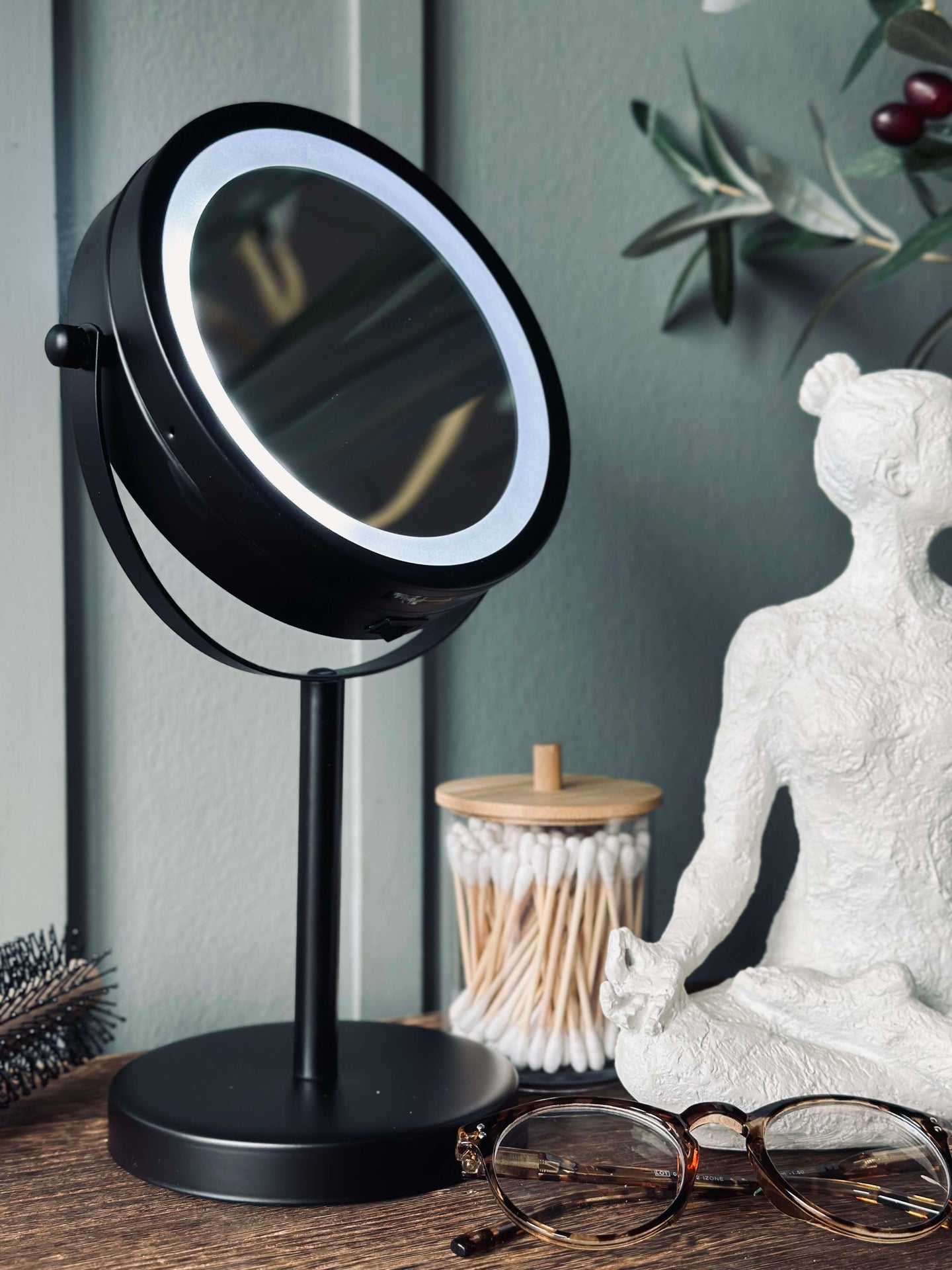 Sminkspegel med belysning - Svart