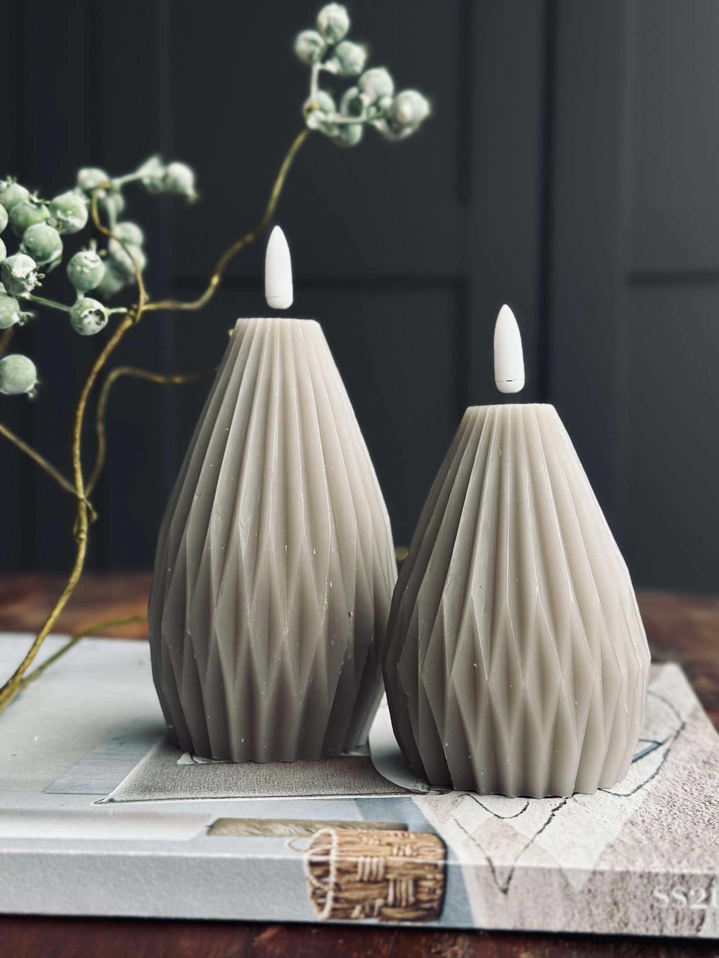 LED Blockljus / Räfflor – 2 st Sand