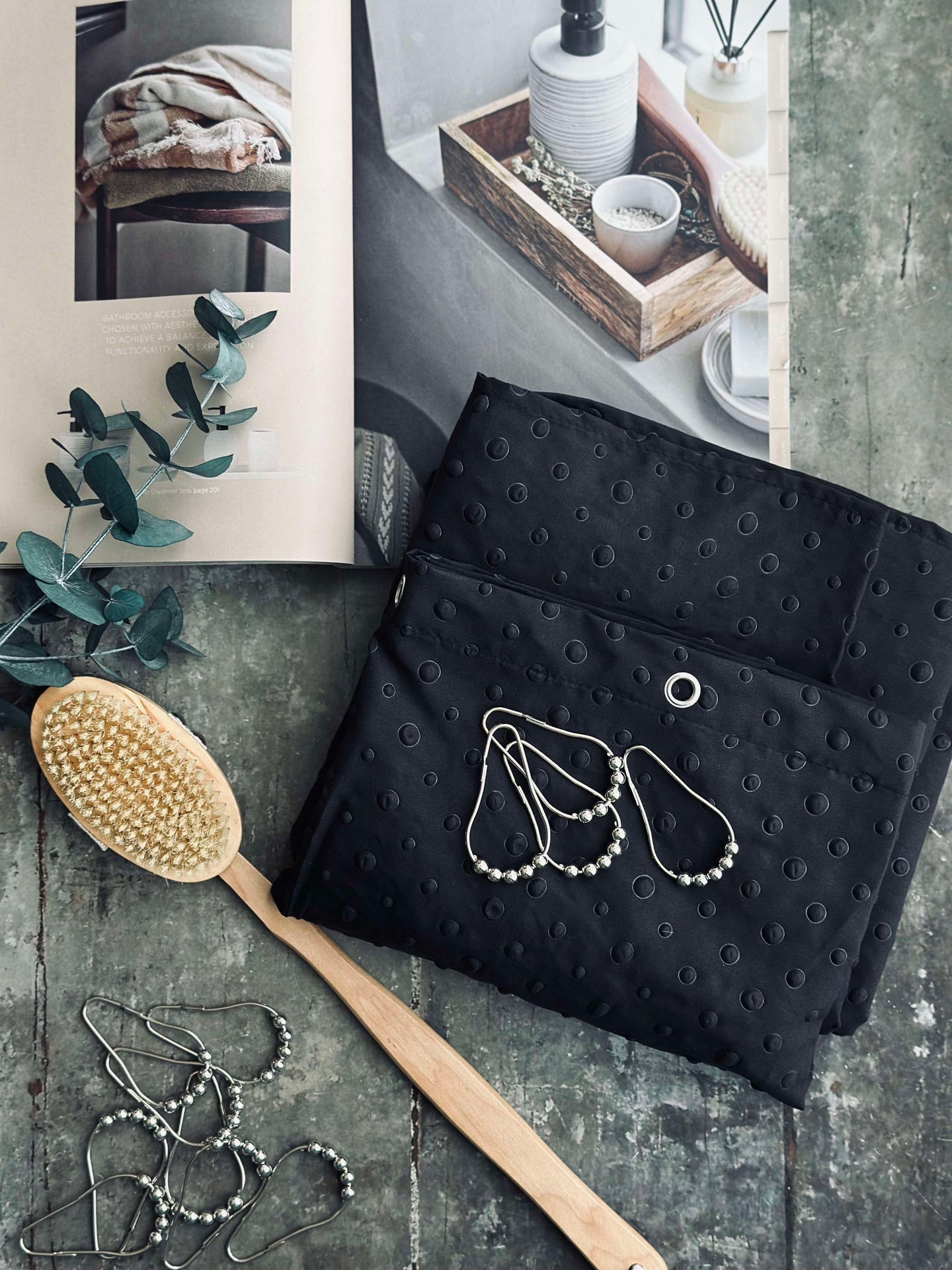 Duschdraperi DOT Svart