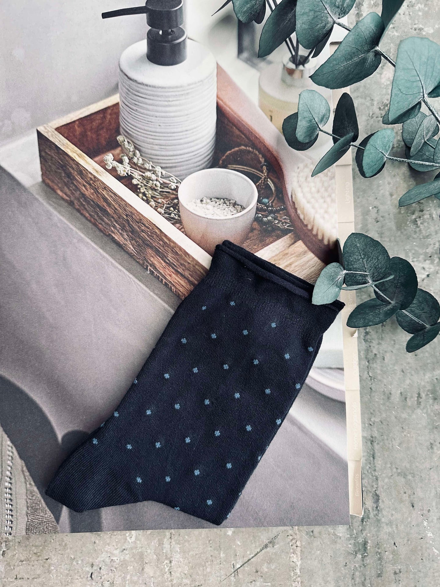 Bambusstrumpor - Marinblå Prick