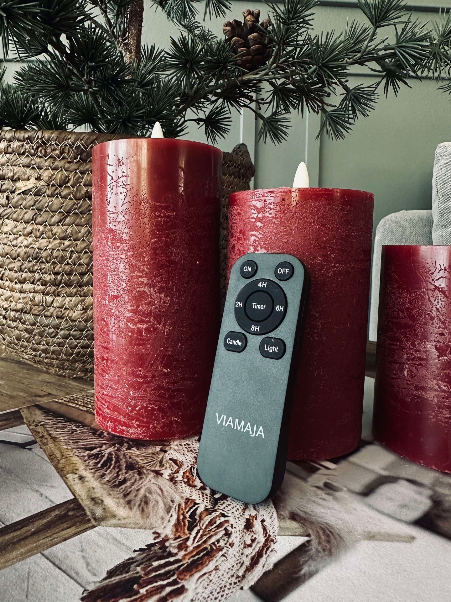 LED Blockljus / Röd – 3 st Rustikt ljus