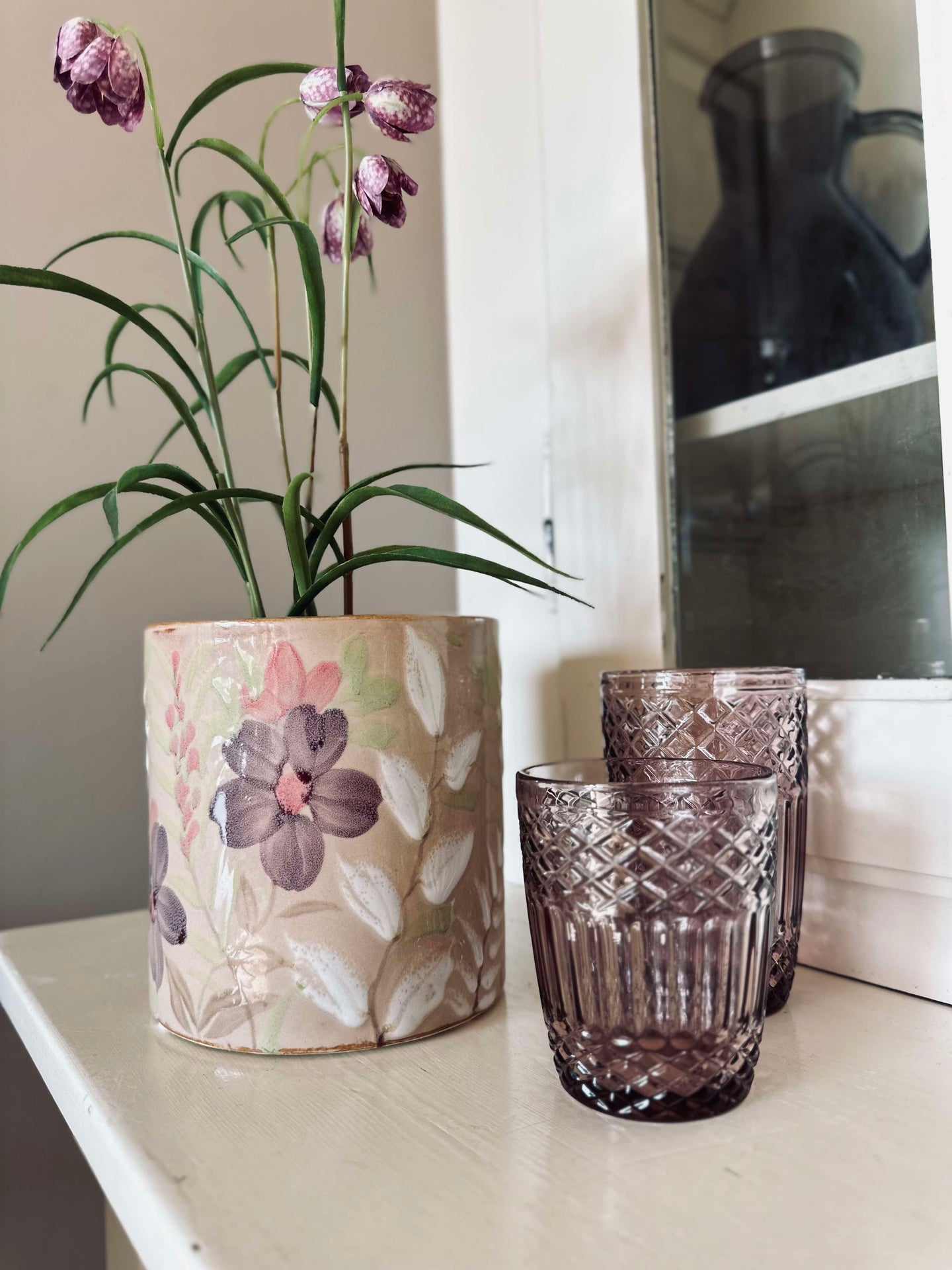 Kruka FLORA - Stor handmålad