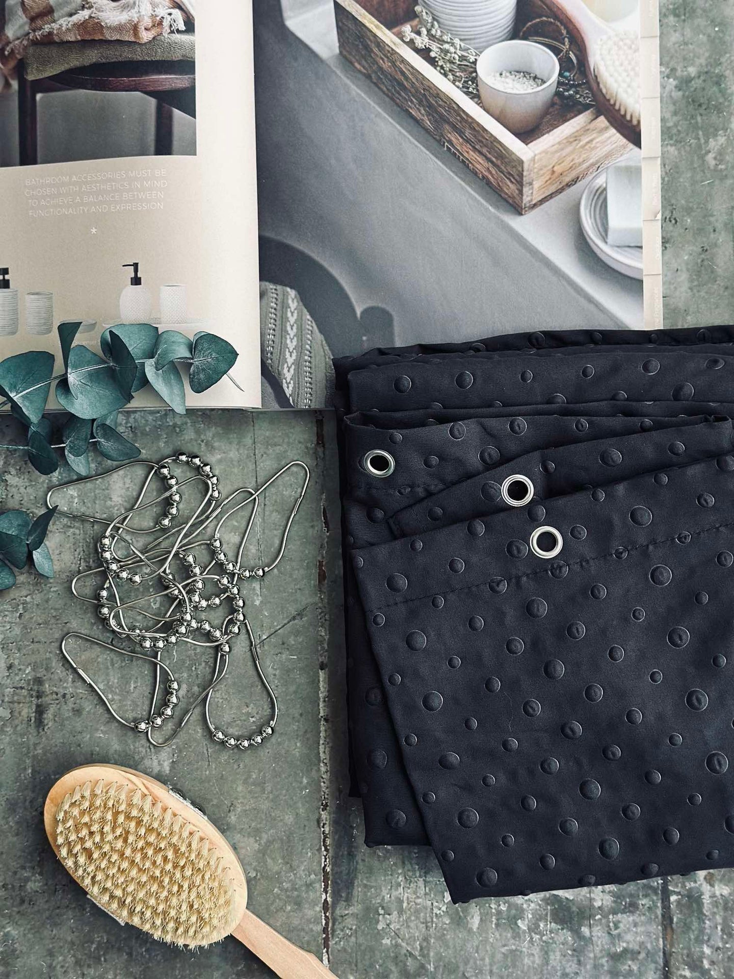 Duschdraperi DOT Svart