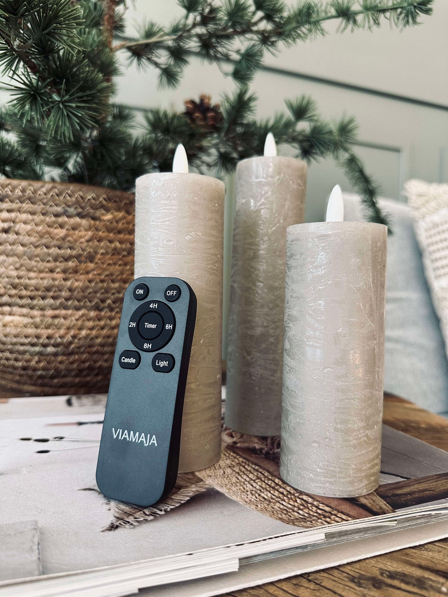 LED Blockljus / Sand – 3 st Rustik dia 5 cm