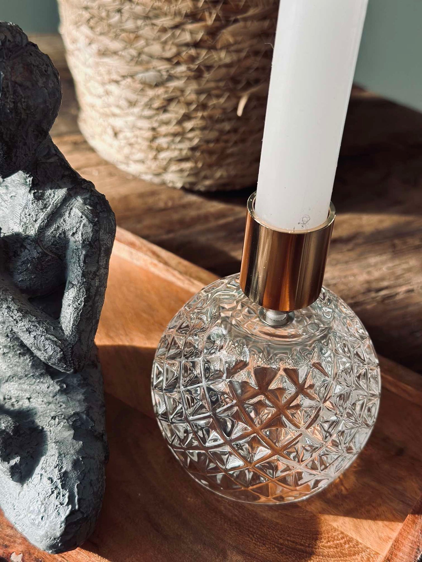 Ljusstake - Rund i klart glas