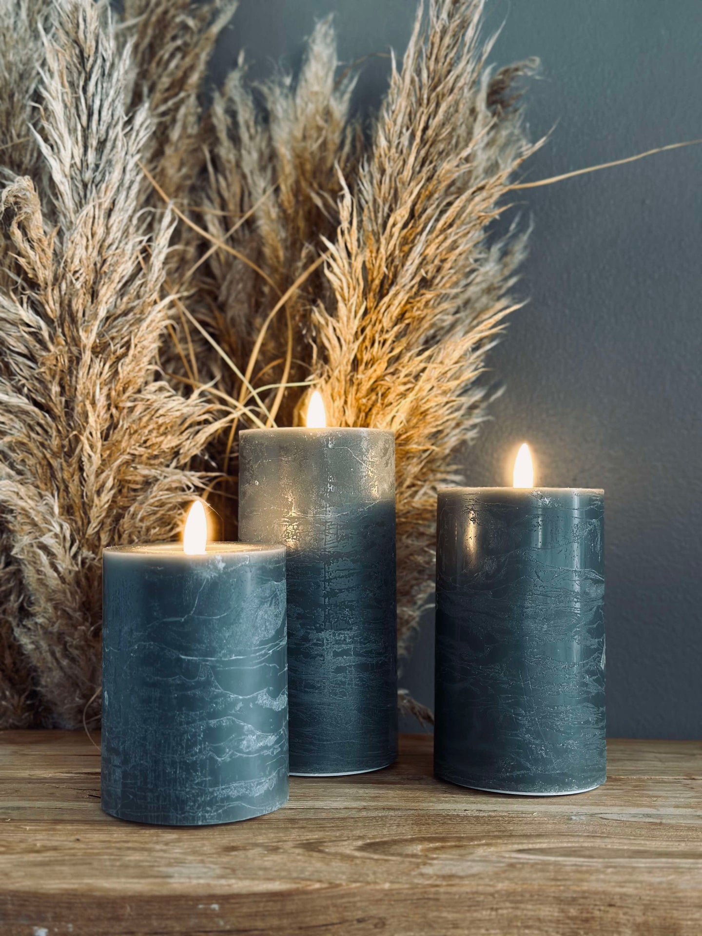 LED Blockljus / Grön – 3 st Rustikt ljus