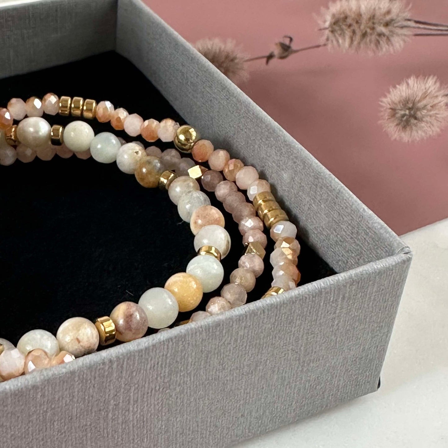 Armband Natur / Guldig - Set med 3 armband