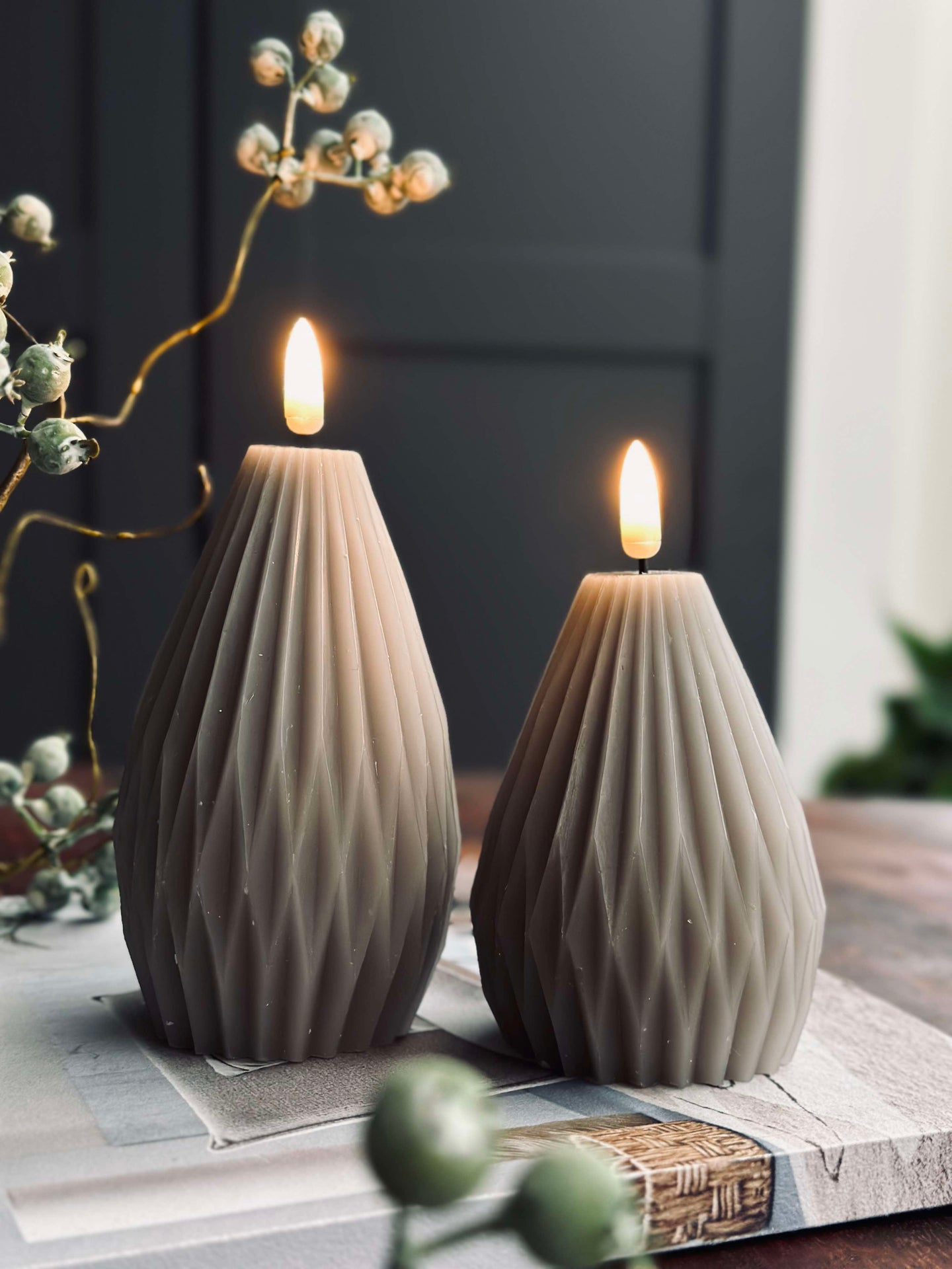 LED Blockljus / Räfflor – 2 st Sand
