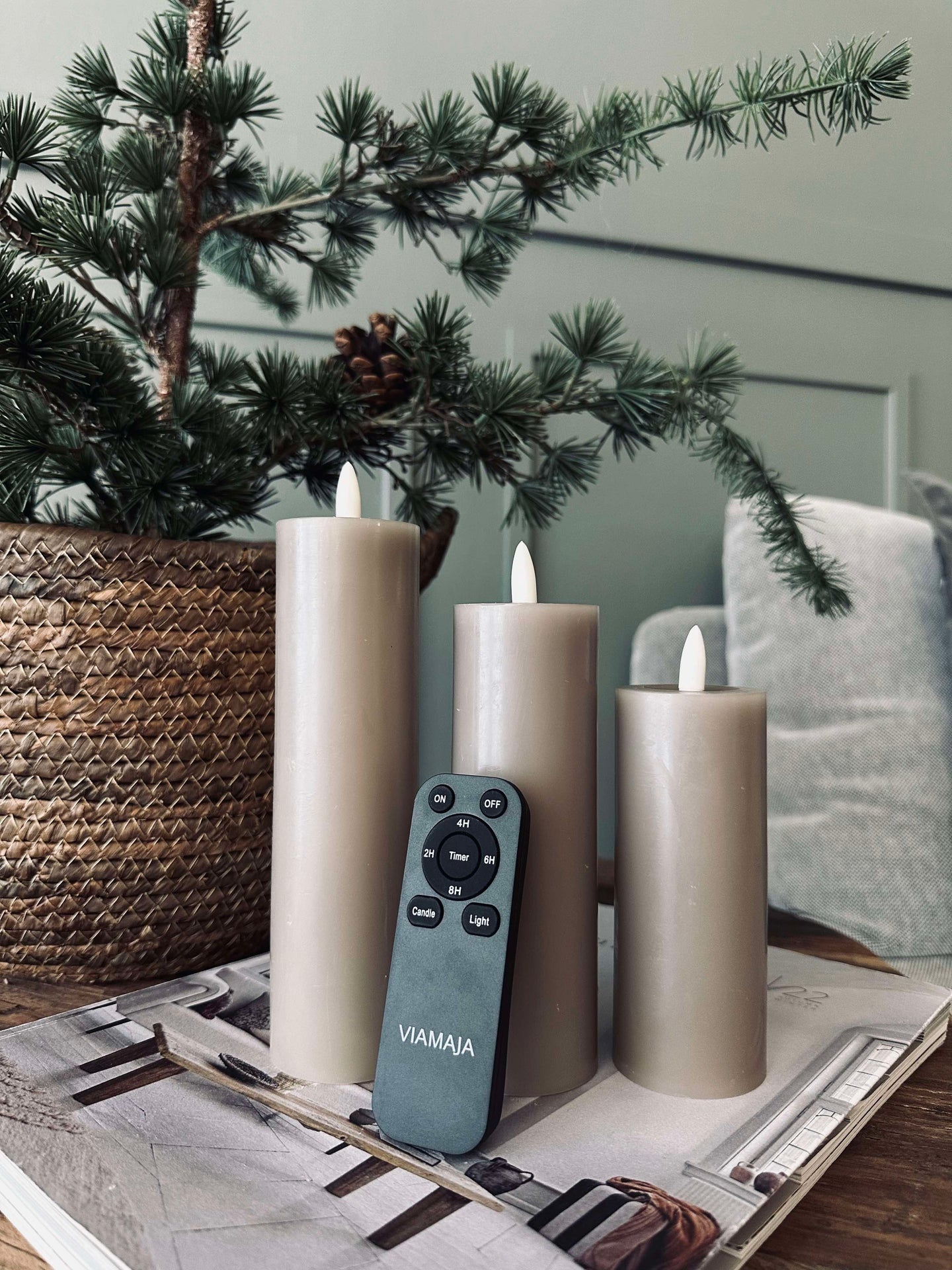 LED Blockljus / Sand – 3 st Ljus dia 5 cm