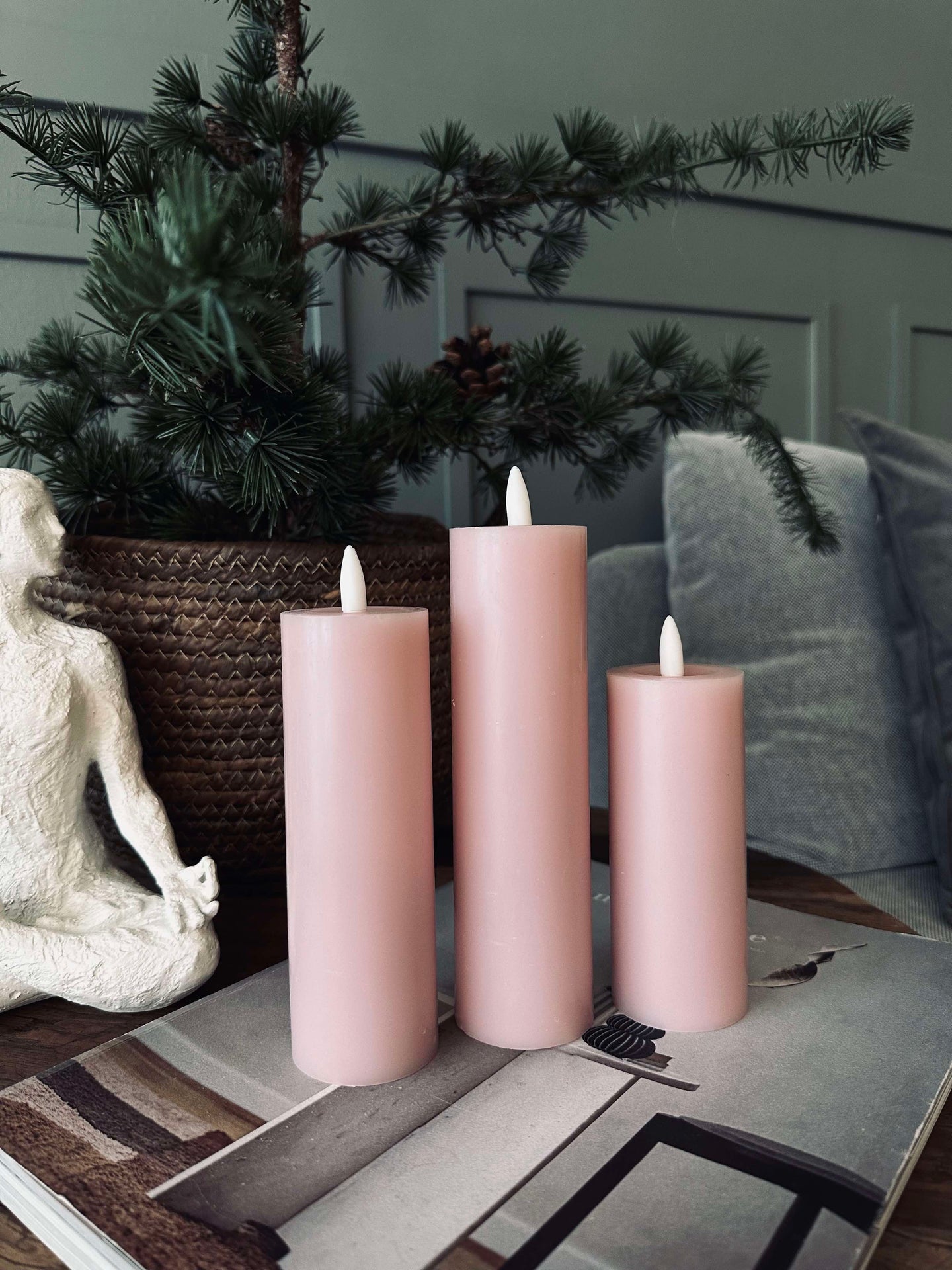 LED Blockljus / Rosa – 3 st Ljus dia 5 cm