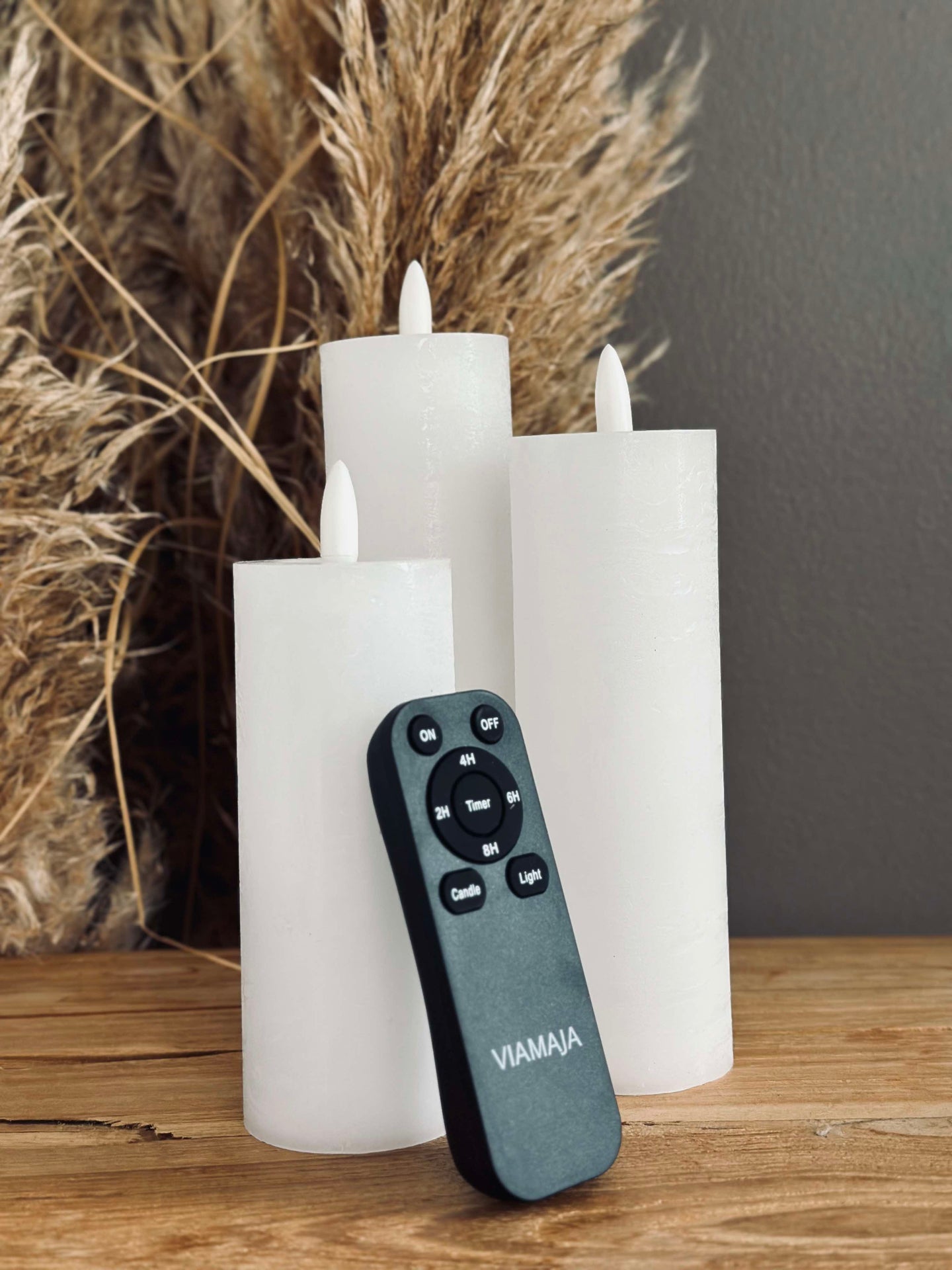 LED Blockljus / Vit – 3 st Rustikt ljus dia 5 cm